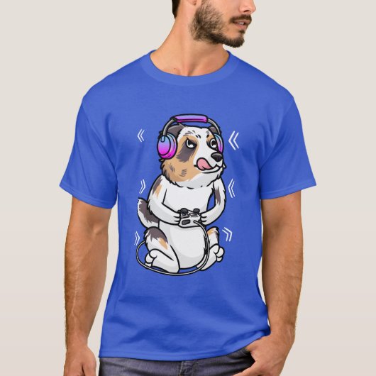 Australian Shepherd Dog Video Game Video Gaming gi Tシャツ (正面)