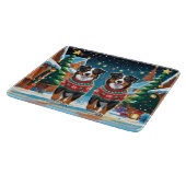 Australian Shepherd Dogs Christmas Snow Holiday カッティングボード (角)