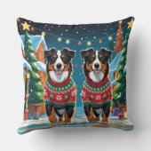 Australian Shepherd Dogs Christmas Snow Holiday クッション (裏面)