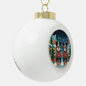 Australian Shepherd Dogs Christmas Snow Holiday セラミックボールオーナメント (左)