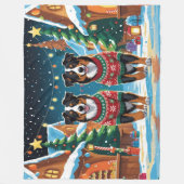 Australian Shepherd Dogs Christmas Snow Holiday フリースブランケット (正面)