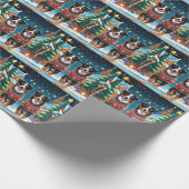 Australian Shepherd Dogs Christmas Snow Holiday ラッピングペーパー (角)