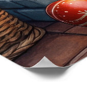 Australian Shepherd Fireplace with Christmas Light ポスター (角)