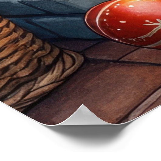 Australian Shepherd Fireplace with Christmas Light ポスター (角)