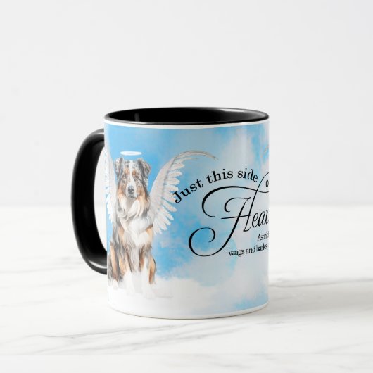 Australian Shepherd Heaven Personalized Memorial マグカップ (正面左)