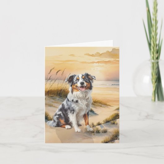 Australian Shepherd in a Beach Cove ノートカード (正面)
