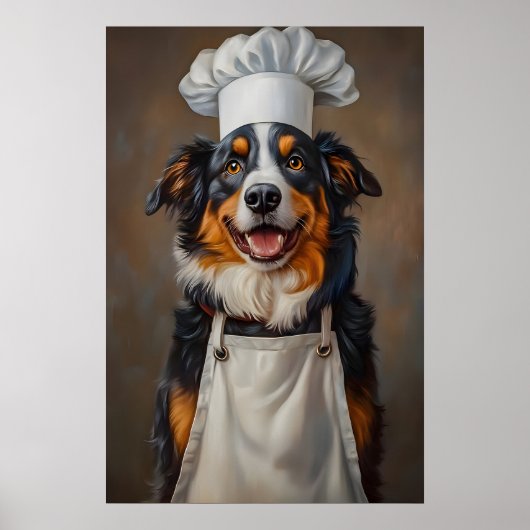 Australian Shepherd In Chefs Hat Poster, Pet ポスター (正面)