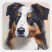 Australian Shepherd Kopf -  スクエアシール (正面)