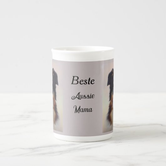 Australian Shepherd Kopf -  ボーンチャイナマグカップ (正面)