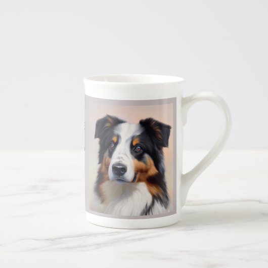 Australian Shepherd Kopf -  ボーンチャイナマグカップ (右)