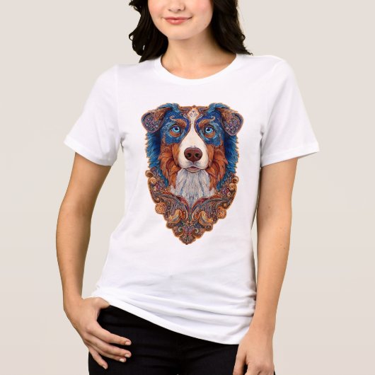 Australian Shepherd Mandala T-Shirt トライブレンドTシャツ (正面)
