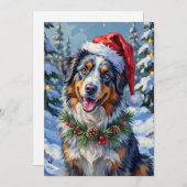 Australian Shepherd Merle Winter Christmas Art シーズンカード (正面/裏面)
