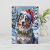 Australian Shepherd Merle Winter Christmas Art シーズンカード (スタンド正面)
