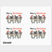 Australian Shepherd Merry Christmas Cute Dogs 長方形シール (シート)