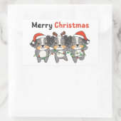 Australian Shepherd Merry Christmas Cute Dogs 長方形シール (バッグ)