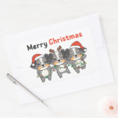 Australian Shepherd Merry Christmas Cute Dogs 長方形シール (封筒)