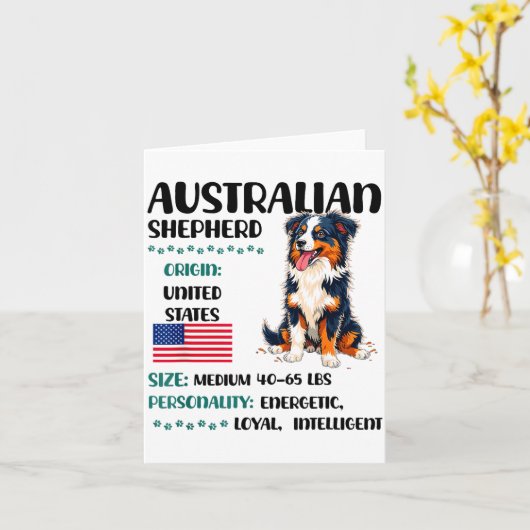 Australian Shepherd Origin Funny Aussie Dog Lover  カード (黄色い花)