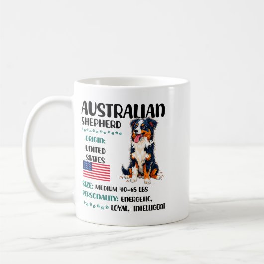 Australian Shepherd Origin Funny Aussie Dog Lover  コーヒーマグカップ (左)