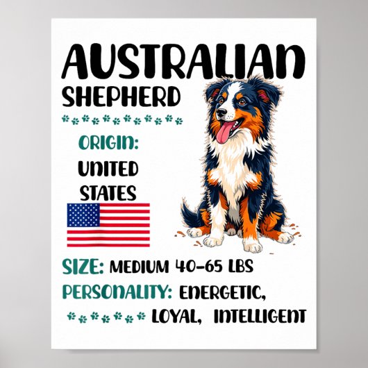 Australian Shepherd Origin Funny Aussie Dog Lover  ポスター (正面)