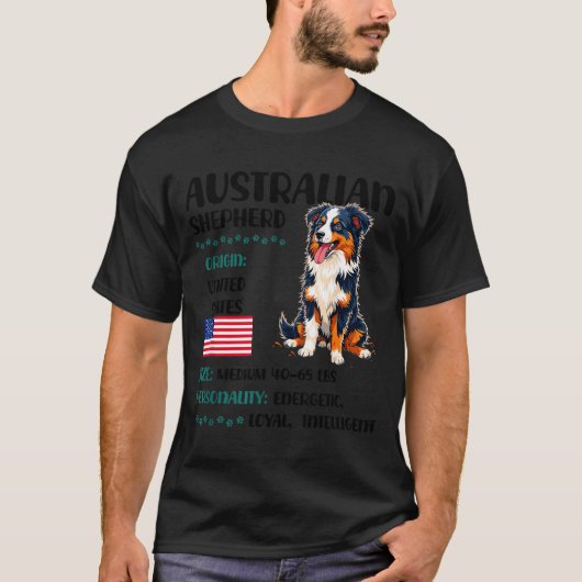 Australian Shepherd Origin Funny Aussie Dog Lover  Tシャツ (正面)