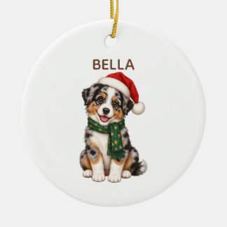 Australian Shepherd Personalized Xmas Ornament セラミックオーナメント