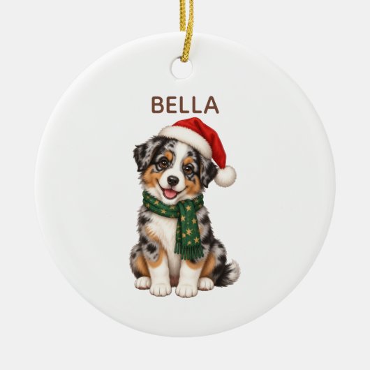 Australian Shepherd Personalized Xmas Ornament セラミックオーナメント (正面)