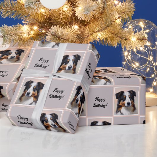 Australian Shepherd Portrait  -  ラッピングペーパー (クリスマス)