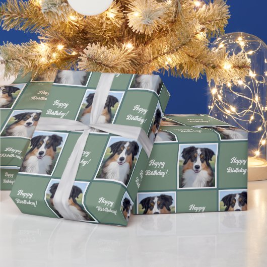 Australian Shepherd Portrait  -  ラッピングペーパー (クリスマス)