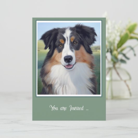Australian Shepherd Portrait  -  招待状 (スタンド正面)