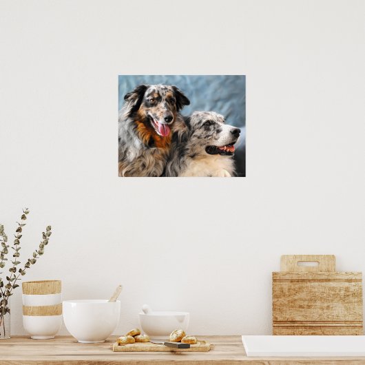 Australian Shepherd Portrait Fine Art Print ポスター (キッチン)