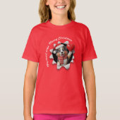 Australian Shepherd Puppy Christmas Heart Scarf Tシャツ (正面)