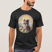 Australian Shepherd Rainbow Bridge Aussie Dog Memo Tシャツ (正面)