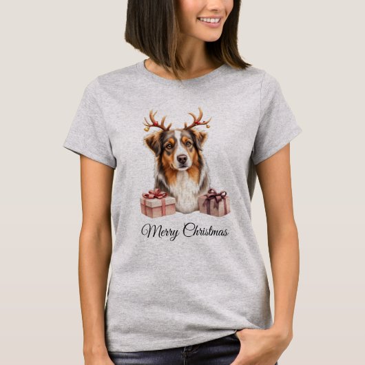 Australian Shepherd Reindeer Shepherd Tシャツ (正面)