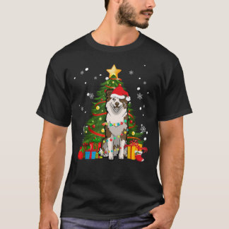 Australian shepherd Santa Christmas Tree Light Tシャツ
