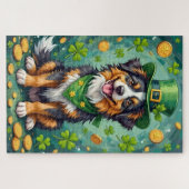 Australian Shepherd St Patrick’s Day Lucky Dog ジグソーパズル (横)