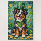 Australian Shepherd St Patrick’s Day Lucky Dog ジグソーパズル (縦)