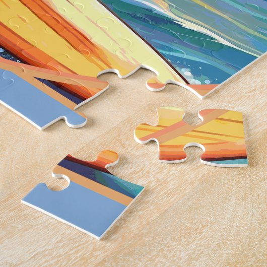 Australian Shepherd Surfing ジグソーパズル (側面)