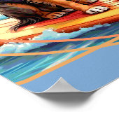 Australian Shepherd Surfing ポスター (角)