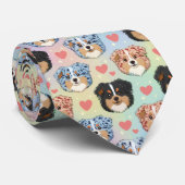 Australian Shepherd Valentine Hearts Pattern Dog ネクタイ (ロール)