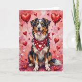 Australian Shepherd Valentine’s Day Dog with Heart カード (正面)