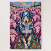 Australian Shepherd Valentine's Day Herding Hearts ジグソーパズル (縦)
