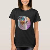 Australian Shepherd Vaporwave Retrowave Aesthetic  Tシャツ (正面)