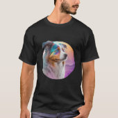 Australian Shepherd Vaporwave Retrowave Aesthetic  Tシャツ (正面)