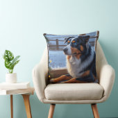 Australian Shepherd With Christmas Lights Holiday クッション (椅子)