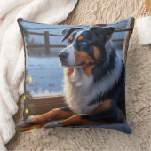 Australian Shepherd With Christmas Lights Holiday クッション (ブランケット)