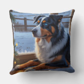 Australian Shepherd With Christmas Lights Holiday クッション (裏面)