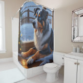 Australian Shepherd With Christmas Lights Holiday シャワーカーテン (インサイチュ)