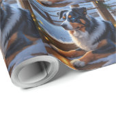 Australian Shepherd With Christmas Lights Holiday ラッピングペーパー (ロールコーナー)