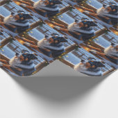 Australian Shepherd With Christmas Lights Holiday ラッピングペーパー (角)