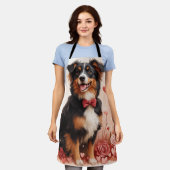 Australian Shepherd with Roses - バレンタインデー エプロン (着用した状態)